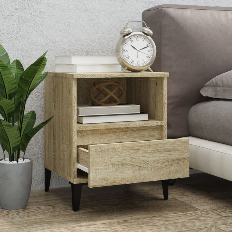 Mervel Manufactured Wood Bedside Table, Sonoma Oak, Individual