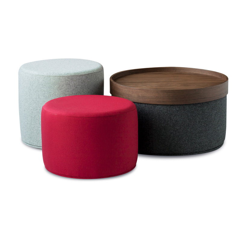 Pouf Celine A en laine, Rouge d’époque