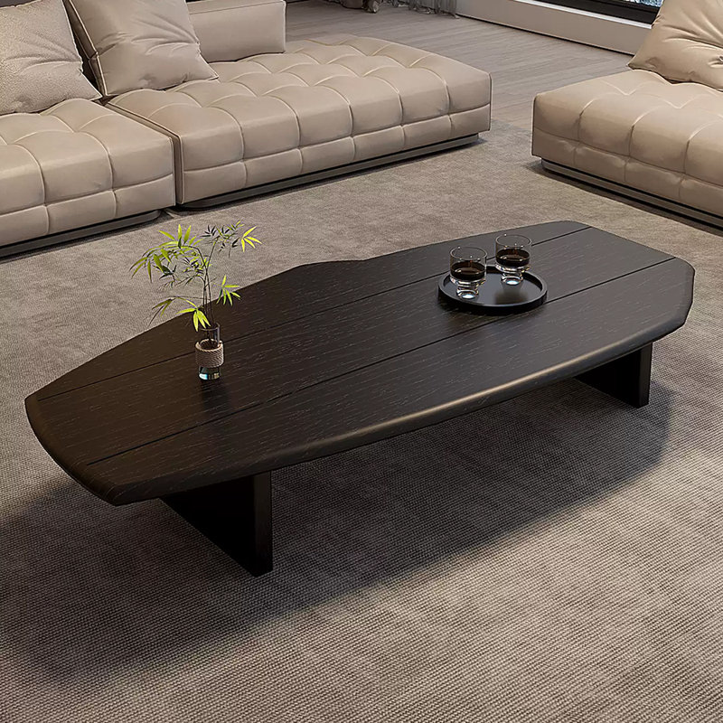 Table basse en bois de style médiéval, H 14,56 po x L 59,05 po x l 27,55 po, Noir