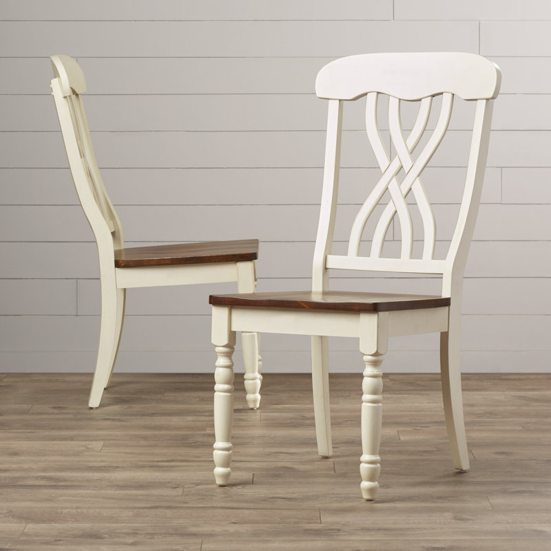 Chaise d'appoint à dossier croisé, Blanc antique