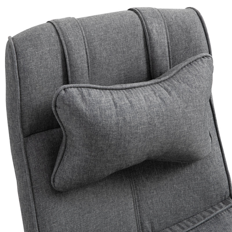 Gray High Back Swivel Fabric Task Chair with Headrest