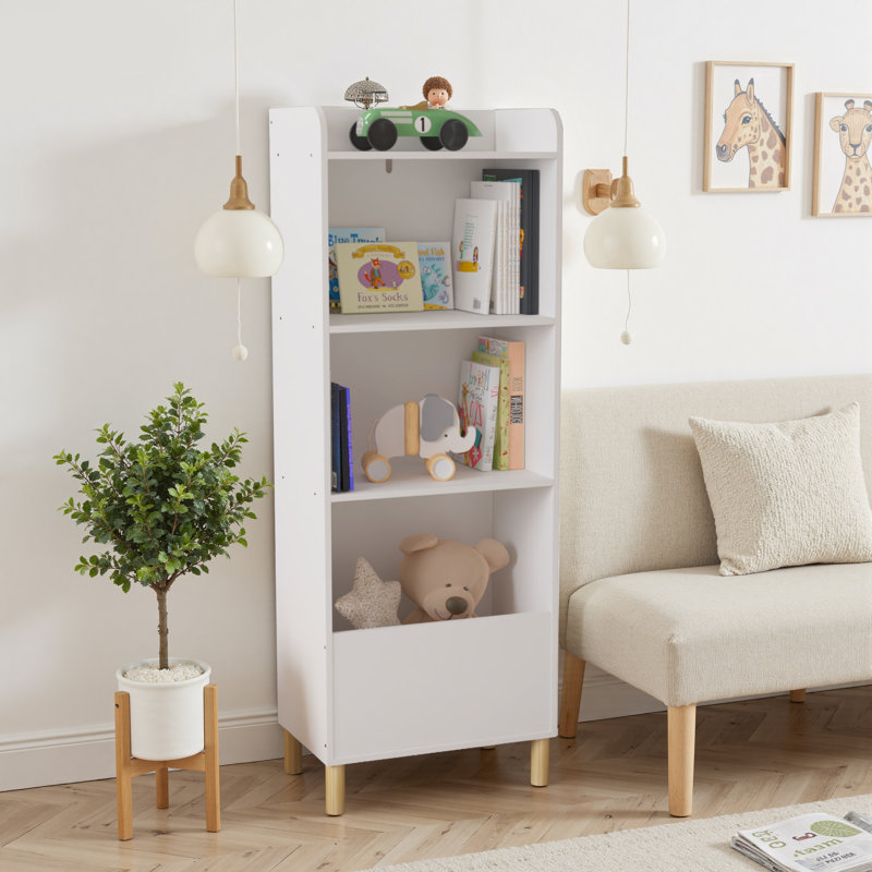Bibliothèque pour enfants à 4 niveaux, présentoir à livres pour enfants, étagère de rangement pour jouets pour chambre d'enfant, salle de jeux, chambre de bébé
