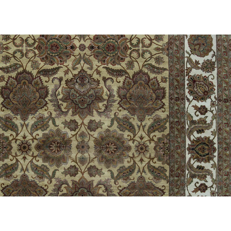 Tapis doré et ivoire de haute qualité noué à la main