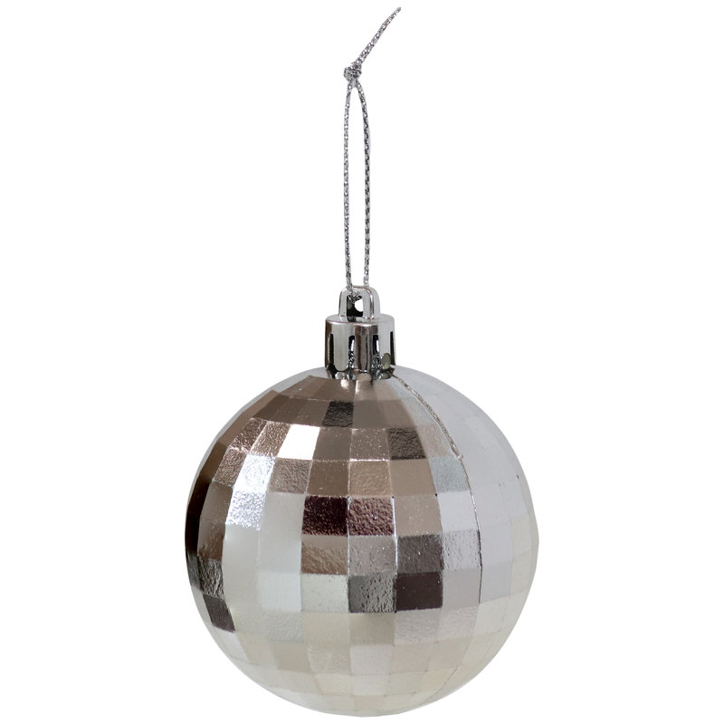 50 boules de Noël en plastique noir / argent