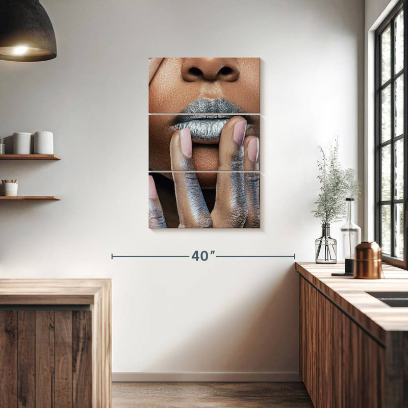 Shuttleworth Metallic Silver Lips, 38" H x 24" W