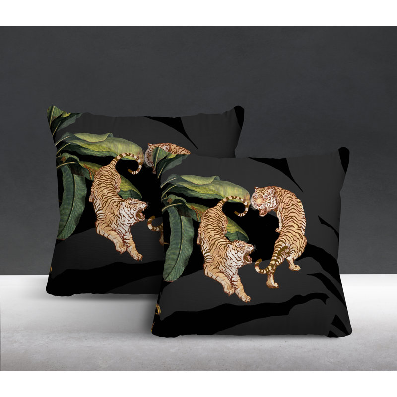 Housse et insert de coussin carré intérieur / extérieur , Noir, L 17 po x H 17 po