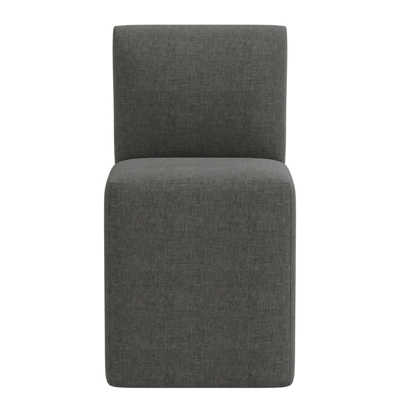 Chaise rembourrée Mendy, Lin texturé gris anthracite Zuma
