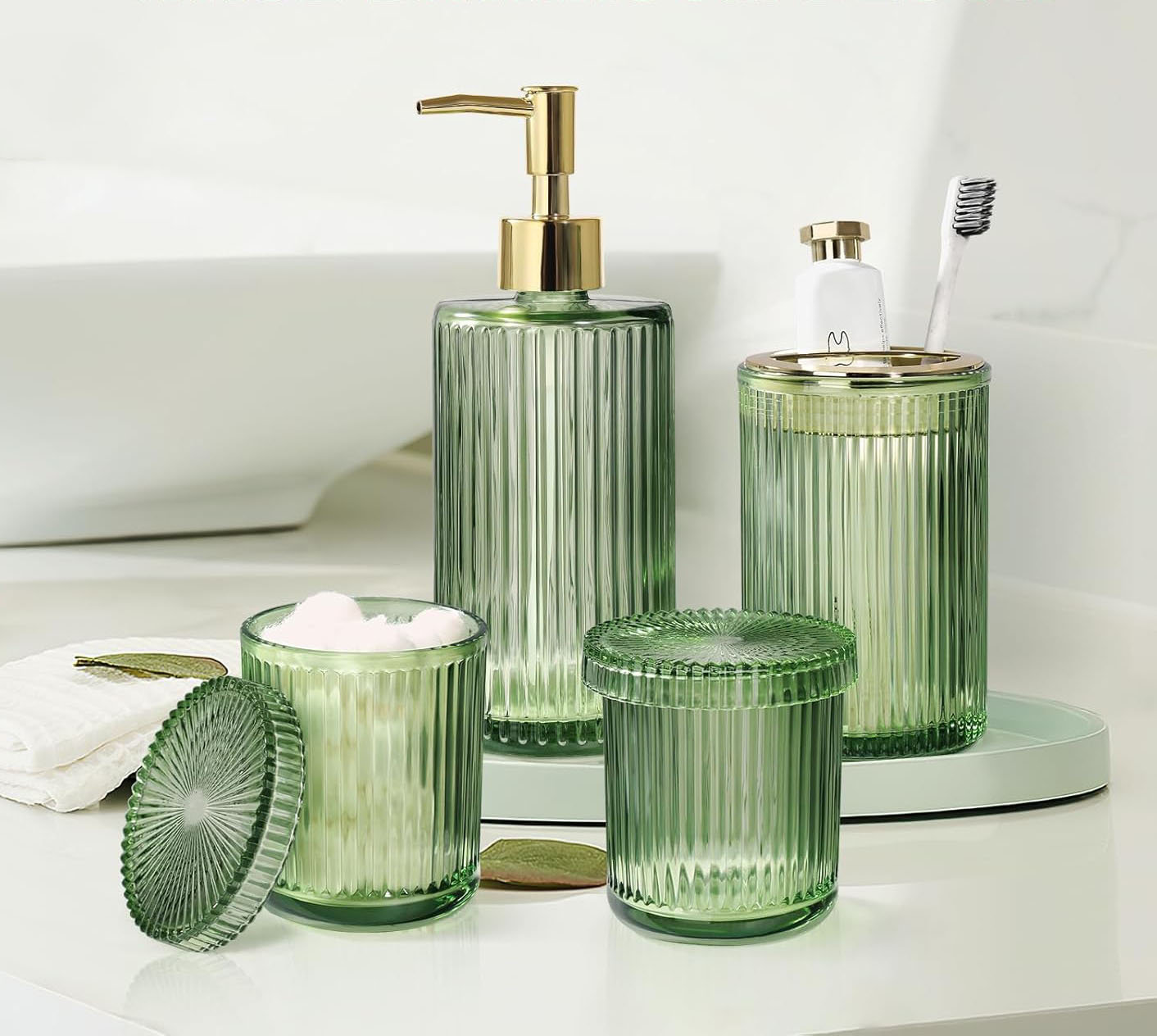 Latitude Run® Bathroom Accessories Set, 4 Pcs Glass Bathroom Accessory Set | Wayfair
