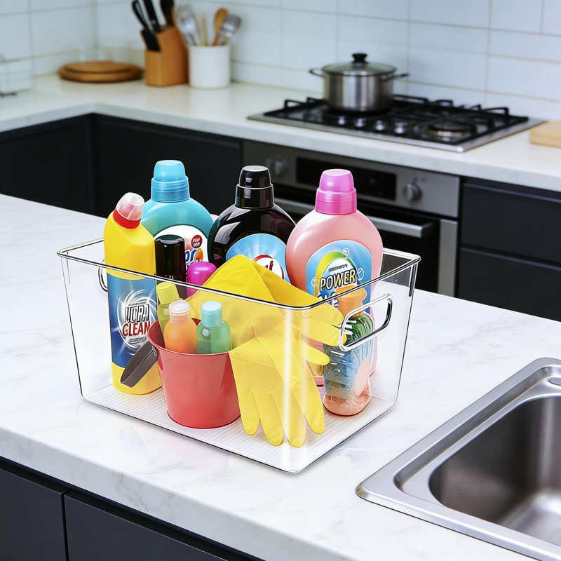 Bacs de rangement en plastique transparent et organisateurs pour armoire de cuisine