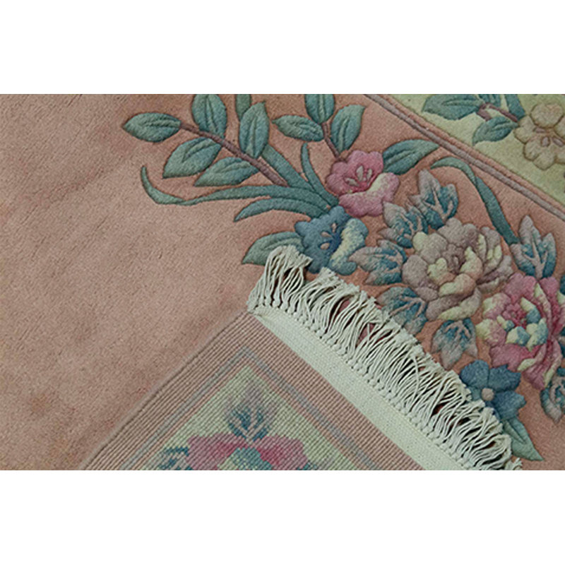 Wool Floral Area Rug in Brown