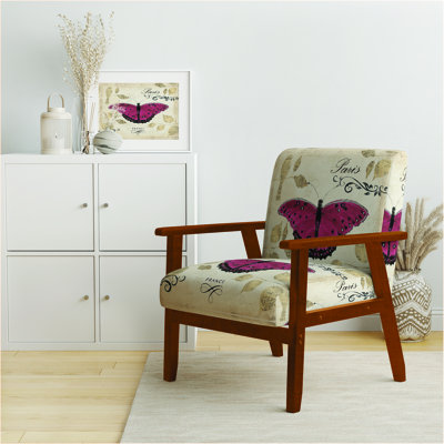 Fauteuil d'appoint en velours Heeya - Red Farmhouse Butterfly - Velours