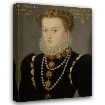 "Portrait d'Elizabeth d'Autriche, épouse du roi Charles Ix de France" par le suiveur de François Clouet - Toile tendue avec châssis
