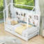 Lit de jour en bois avec couchette simple et tablettes-1595882671