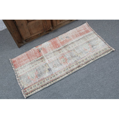 Vintage Turkish Mat Featuring Soft Pastel Colors and Geometric Patterns Ideal for Entryway Decor
