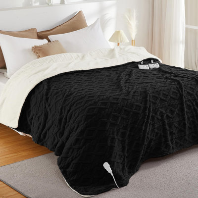 Heated Blanket - Thick Tufted Sherpa Electric Blanket with 10 Heating Levels and 10 Time Settings, ETL Certified Machine Washable Fast Heating Pads