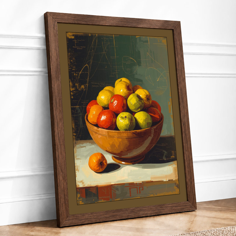 Bowl Of Apples Rustic - Print, Walnut, A3 - 42.0 x 29.7 cm