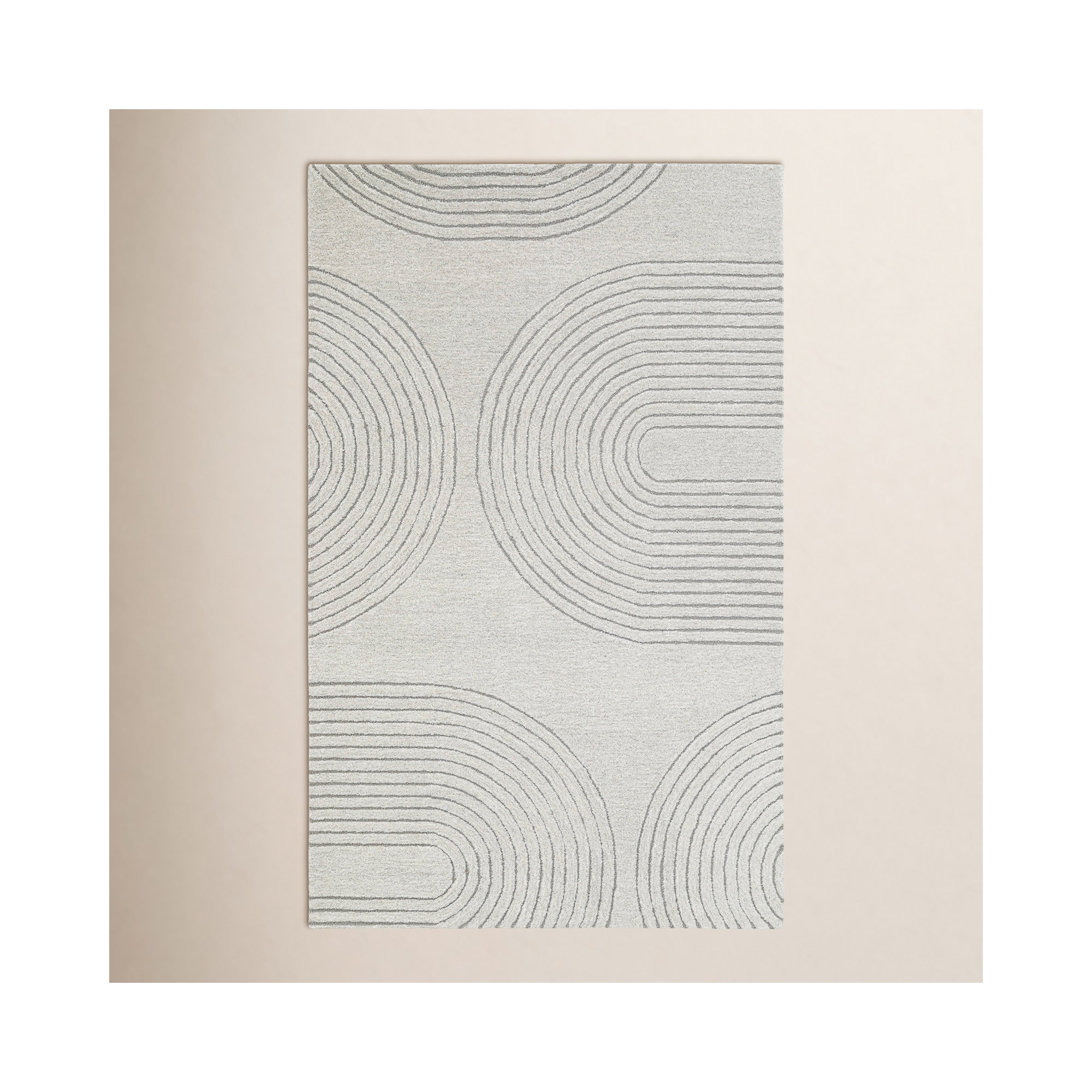 Helaine Hand Tufted Wool Ivory Rug, Rectangle 5' x 8'