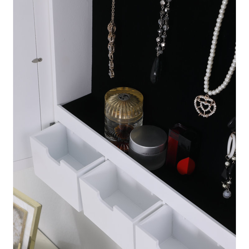Netzer 16'' Wide Wall Jewelry Armoire, White