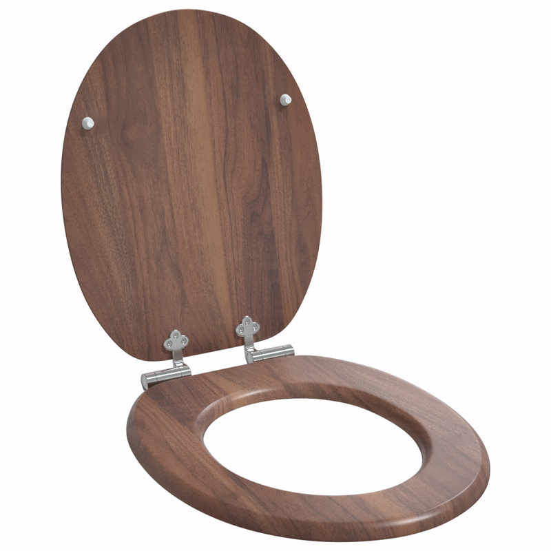 Soft-Close Toilet Seat 2 Pcs 44 X 38 Cm MDF Board, Brown
