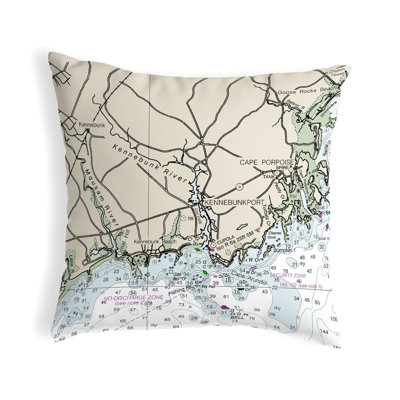  Kennebunckport, Me Nautical Map Indoor/Outdoor Pillow Cover & Insert