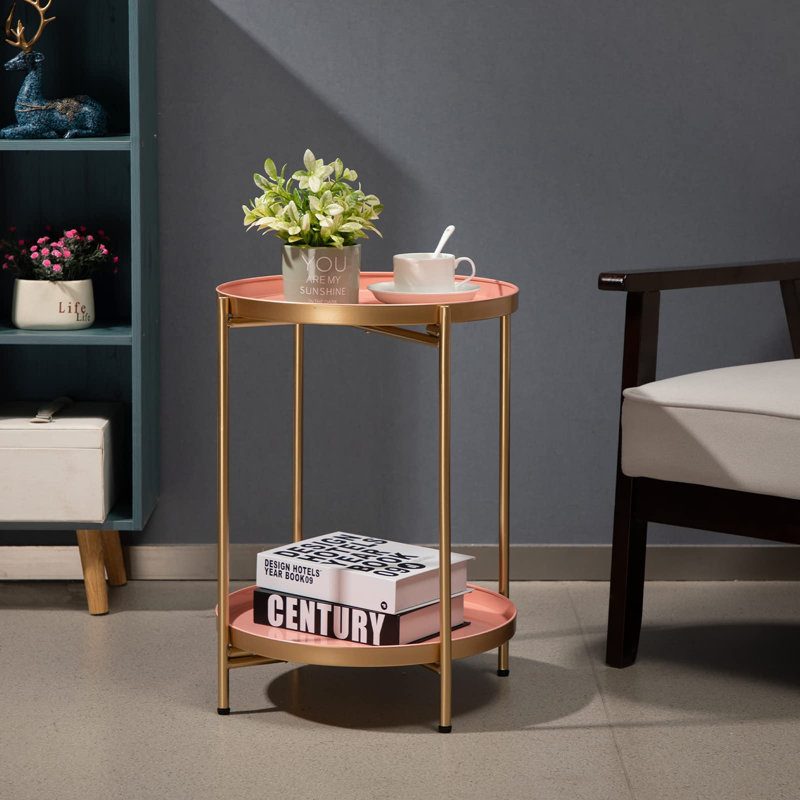 Bunow End Table, Pink, Gold