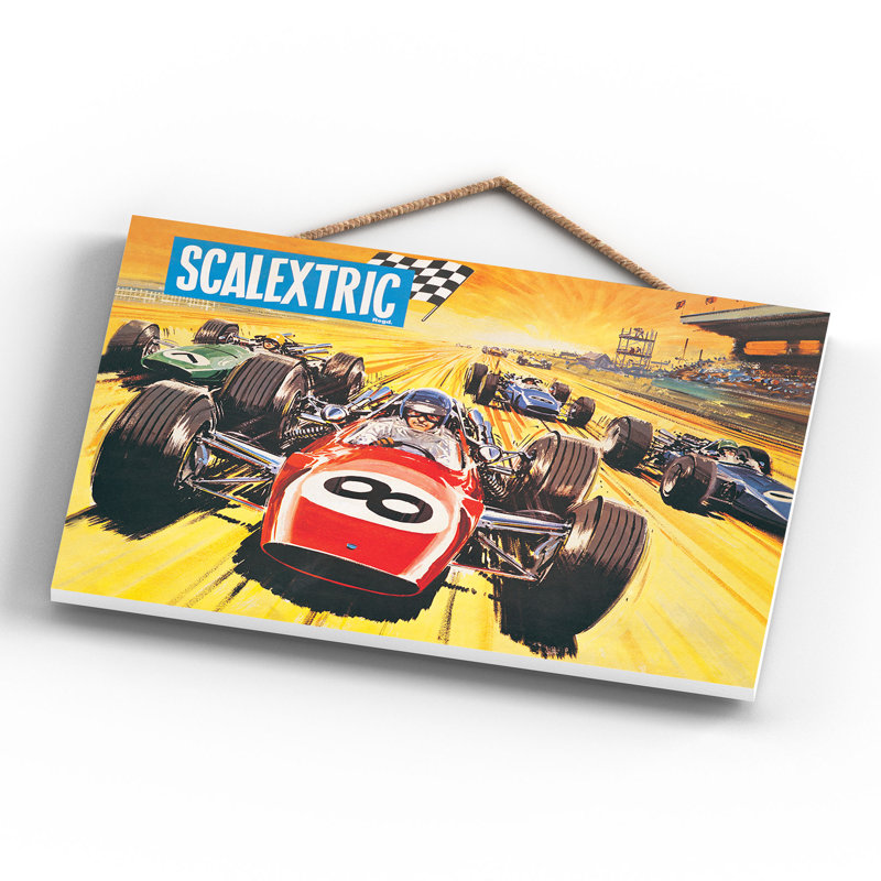 Scalextric Vintage Retro Poster Design On Wooden Plaque