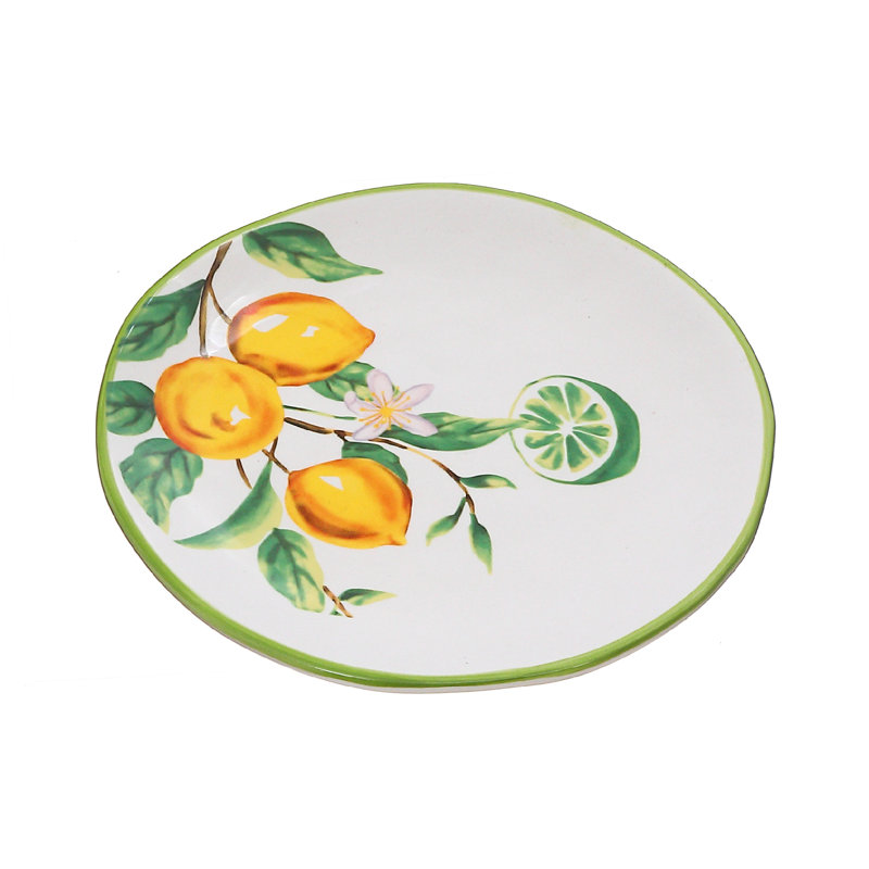 IH Casa Decor Ceramic Lemon Round Plate 6.10" - Set Of 2