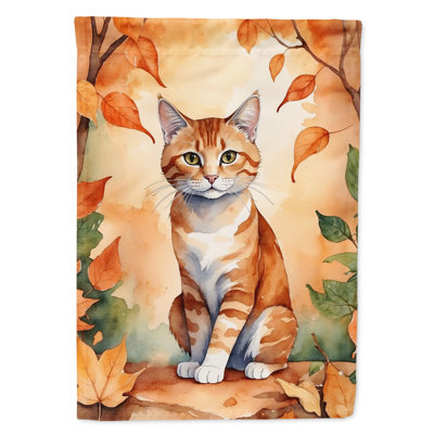 Chat en feuilles d'automne
