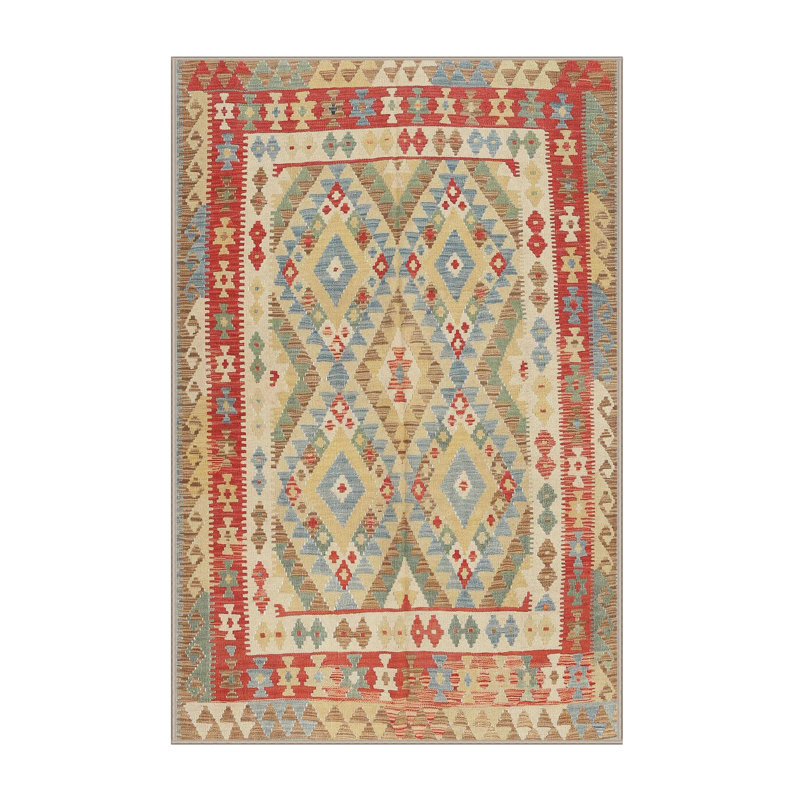 Tapis beige / vert mer Lepley, Rectangle 6 pi x 9 pi