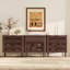 Buffet/meuble de rangement cannelé de grande taille (94,5 po) de largeur, en noyer-134078139