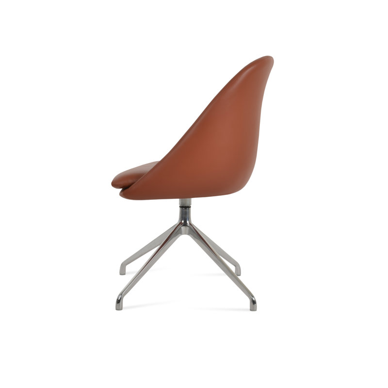 Chaise d'appoint pivotante Avanos Spider, Chrome, Cannelle