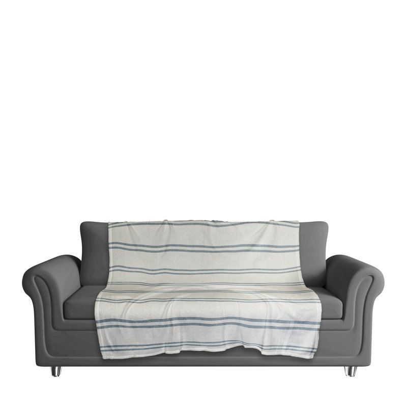 Hand Woven Throw Blanket, Blue/White