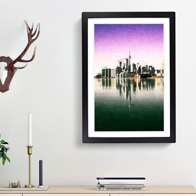 Skyline of Toronto in Canada in Abstract - Picture Frame Graphic Art Print, Black Framed, 48cm H x 36cm W x 2cm D