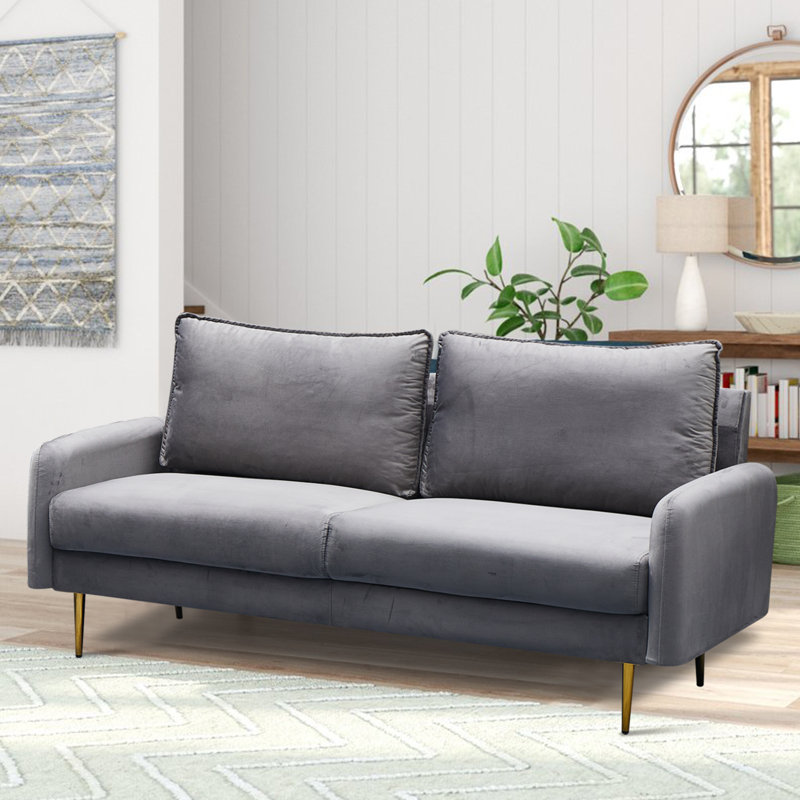 Govany 57.8'' Velvet Loveseat, Gray Velvet, 34" H x 69" W x 32" D