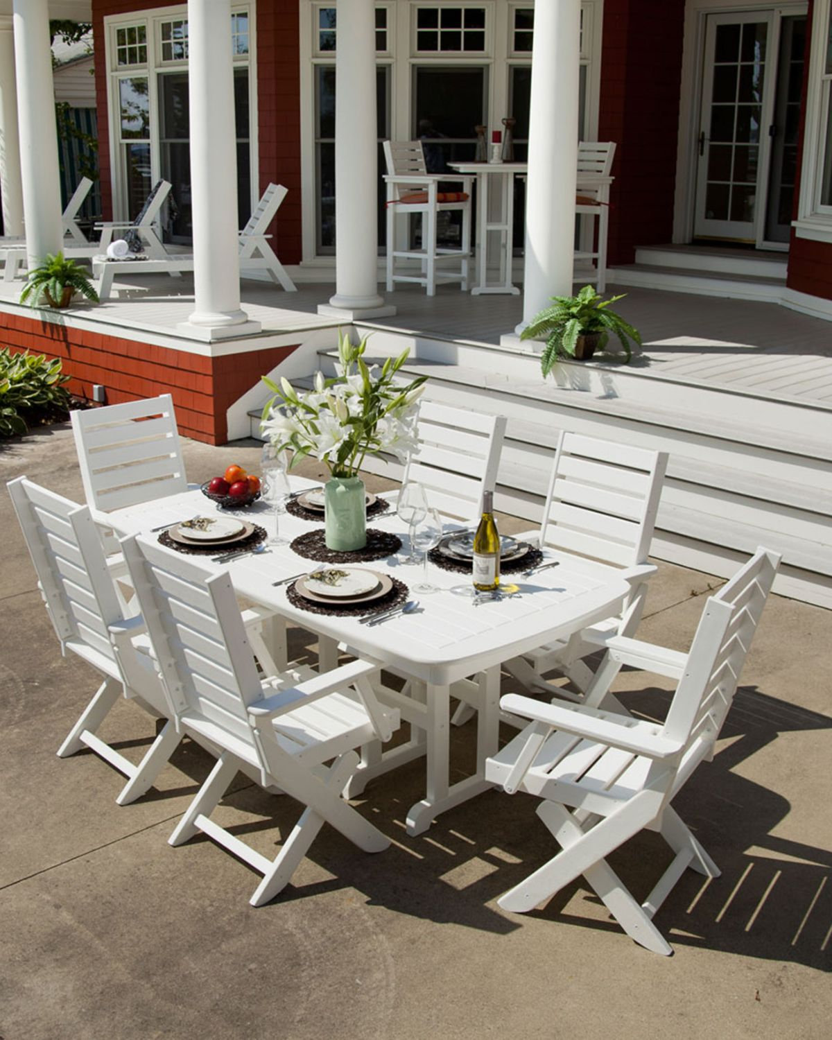 POLYWOOD® Captain Foldable Patio Armchair, White