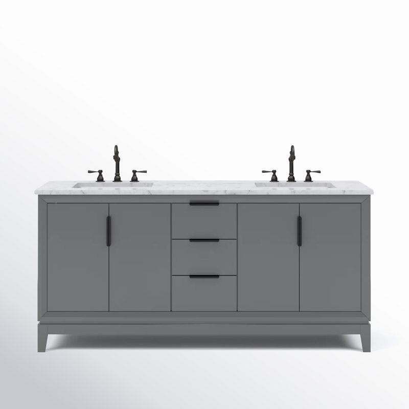 Elizabeth 72" Double Bathroom Vanity Set with Mirror, Cashmere Gray, Hook
