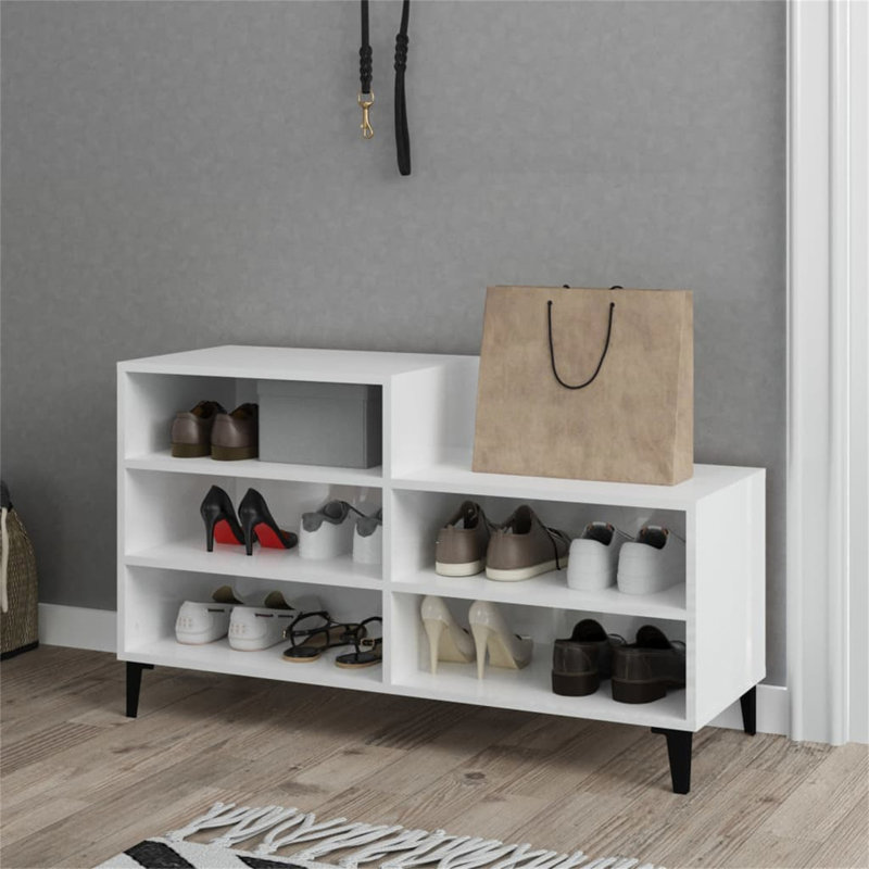10 Pair Shoe Storage Cabinet, High Gloss White