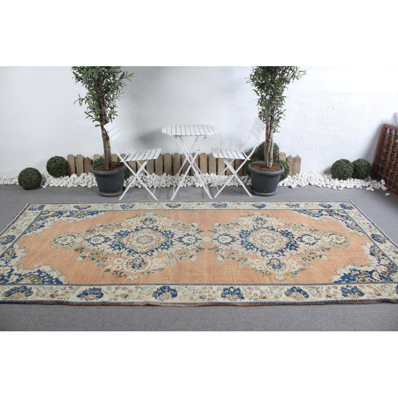 Grand tapis turc rétro brun élégant pour le salon et le salon