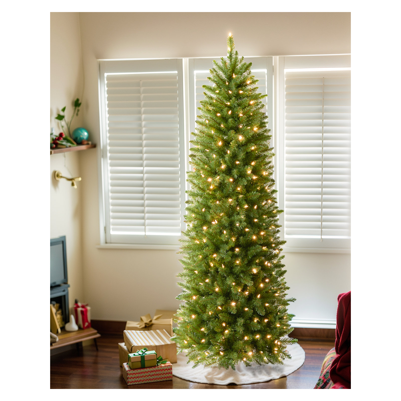 Lighted Artificial Spruce Christmas Tree, 6.5', Multicolored