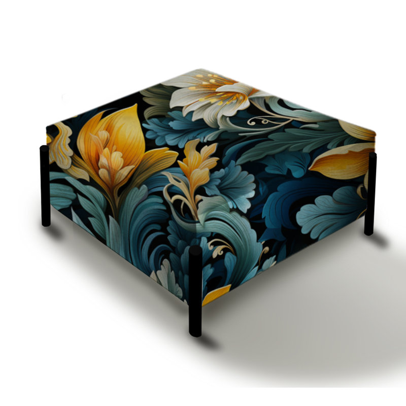 Multicolore motif floral tropical - grand repose-pieds carré floral