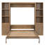Grand lit escamotable avec tablettes et armoires de rangement, lit mural en bois peu encombrant