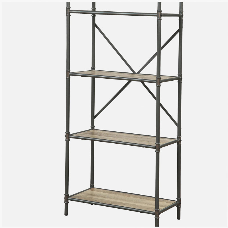 Bibliothèque vintage à 4 niveaux en chêne et gris sable
