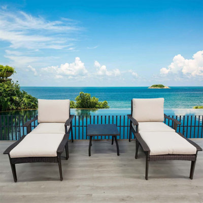 Jimmaron Wicker Outdoor Lounge Chair with Ottoman