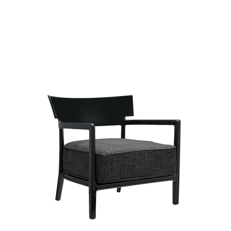 Cara Wood Outdoor Lounge Chair, Black, Black