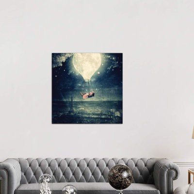 Moon Promenade Over Paris by Paula Belle Flores - Wrapped Canvas Print