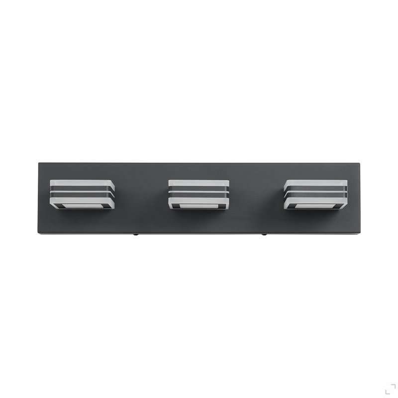 Luminaires de meuble-lavabo noir mat 3 lumières de salle de bain modernes à DEL en acrylique noir, Noir, Trois lumières