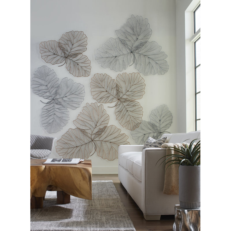 Tri Leaf Small Metal Wall Décor, 38" H x 50" W x 2" D, Copper