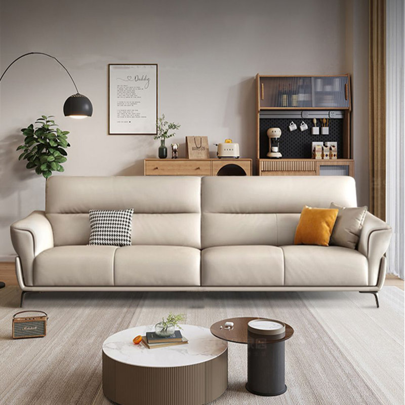 Coussin de canapé standard en cuir véritable kaki, H 37,01 po x l 74,8 po x P 36,22 po