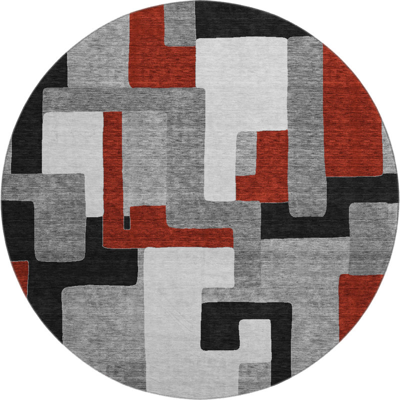 Premium Machine Washable Prisco Gray Rug, Round 8'