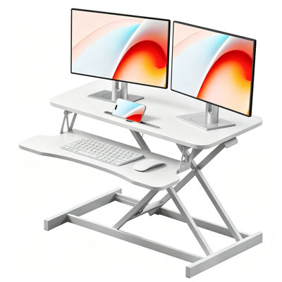 Sitting and standing dual-purpose lifting desk converter 31.5-inch wide desktop bearing 30 pounds spring lifting 4.3"-19.8 "to adapt to dual monitors.